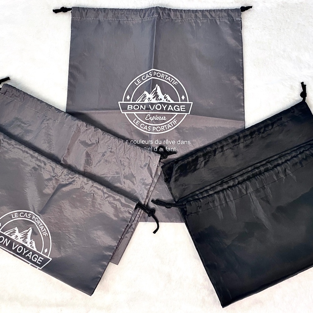 5 Piece Black and Gray String Bag Set